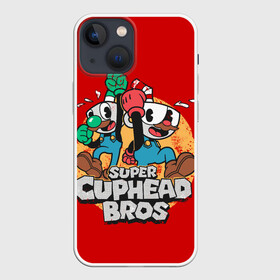 Чехол для iPhone 13 mini с принтом Super Cuphead Bros в Кировске,  |  | arkade | cup head | cuphead | game | games | mario | аркада | игра | игры | кап хэд | капхед | купа хэд | марио | сгз руфв | сгзруфв | чашкоголовый