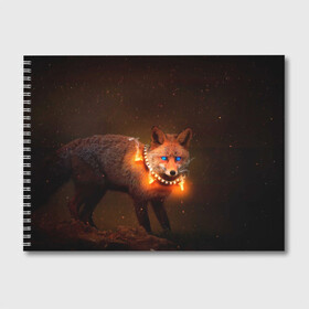 Альбом для рисования с принтом Лисица с гирляндой в Кировске, 100% бумага
 | матовая бумага, плотность 200 мг. | Тематика изображения на принте: fox | foxy | животное | звери | лиса | лисенок | лисичка | милая | рыжая | фокс