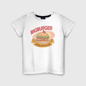 Детская футболка хлопок с принтом Delicious Burger в Кировске, 100% хлопок | круглый вырез горловины, полуприлегающий силуэт, длина до линии бедер | burgers | delicious | hot dog | вредная еда | еда