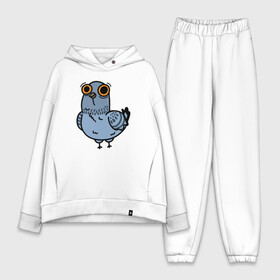 Женский костюм хлопок Oversize с принтом Смешной голубь мем в Кировске,  |  | baby | bird | dove | meme | pigeon | smile | взгляд | голубь | животные | звери | крылья | малыш | мем | мультяшный | пернатый | попка | прикольный | пташка | птенец | птица | птичка | пушистик | сизый голубь | смешной