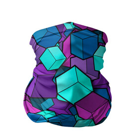 Бандана-труба 3D с принтом СИРЕНЕВЫЕ КУБЫ в Кировске, 100% полиэстер, ткань с особыми свойствами — Activecool | плотность 150‒180 г/м2; хорошо тянется, но сохраняет форму | Тематика изображения на принте: blue | cube | geometry | геометрия | квадраты | кубики | кубы | паттерн | синий | сиреневый | текстуры | фиолетовый