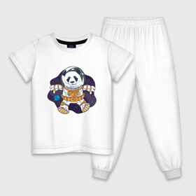 Детская пижама хлопок с принтом Милая Космическая Панда в Кировске, 100% хлопок |  брюки и футболка прямого кроя, без карманов, на брюках мягкая резинка на поясе и по низу штанин
 | Тематика изображения на принте: animals | astronaut | cosmonaut | cute panda | earth | helmet | kawaii | panda | pet | pets | space | space panda | астронавт | в космосе | в шлеме | детский рисунок | животные | звёзды | земля | космонавт | космос | медведь | медвежонок
