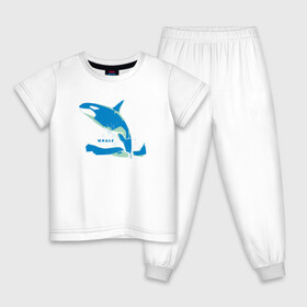 Детская пижама хлопок с принтом Кит Косатка голубая в Кировске, 100% хлопок |  брюки и футболка прямого кроя, без карманов, на брюках мягкая резинка на поясе и по низу штанин
 | Тематика изображения на принте: whale | кит | косатка | косатки | море | морские