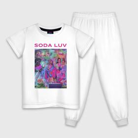 Детская пижама хлопок с принтом SODA LUV в Кировске, 100% хлопок |  брюки и футболка прямого кроя, без карманов, на брюках мягкая резинка на поясе и по низу штанин
 | luv | melon | music | soda | sodaluv | бигасс | коми | лав | лого | лув | мелон | сода