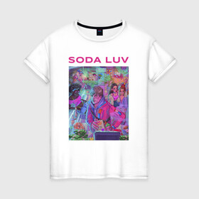 Женская футболка хлопок с принтом SODA LUV в Кировске, 100% хлопок | прямой крой, круглый вырез горловины, длина до линии бедер, слегка спущенное плечо | luv | melon | music | soda | sodaluv | бигасс | коми | лав | лого | лув | мелон | сода