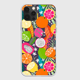 Чехол для iPhone 12 Pro Max с принтом Фрукты в Кировске, Силикон |  | grapefruit | lemon | lime | orange | papaya | апельсин | грейпфрут | лайм | лимон | морская | папайя | паттерн | с папаем | фрукт | цитрусы