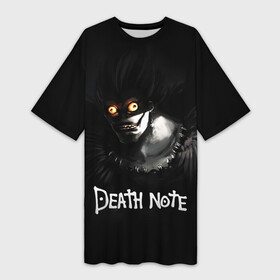 Платье-футболка 3D с принтом РЮК светящиеся глаза в Кировске,  |  | anime | death note | death note type | l | tegunvteg | аниме | деад нот | деад ноте | игра | лайт ягами | лого | логотип | персонаж | рюк