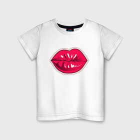 Детская футболка хлопок с принтом Чмок в Кировске, 100% хлопок | круглый вырез горловины, полуприлегающий силуэт, длина до линии бедер | lips | вектор | губы | иллюстрация | поцелуй