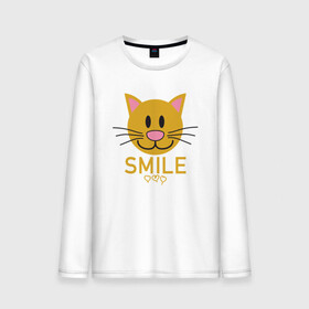 Мужской лонгслив хлопок с принтом Smile Cat в Кировске, 100% хлопок |  | animal | cat | cute | kitty | meow | smile | друг | животные | киска | китти | кот | котенок | котик | котэ | кошечка | кошка | милый | мур | мяу | питомец