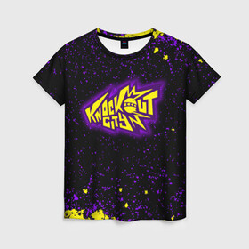 Женская футболка 3D с принтом Knockout City logo в Кировске, 100% полиэфир ( синтетическое хлопкоподобное полотно) | прямой крой, круглый вырез горловины, длина до линии бедер | knockout city | вышибала | игра | логотипы игр | нокаут | нокаут сити | экшн