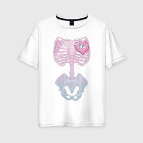 Женская футболка хлопок Oversize с принтом yumemi riamu (Риаму Юмэми) в Кировске, 100% хлопок | свободный крой, круглый ворот, спущенный рукав, длина до линии бедер
 | anime | yumemi riamu | аниме | девушки золушки | риаму юмэми | сердце | скелет | хэллоуин