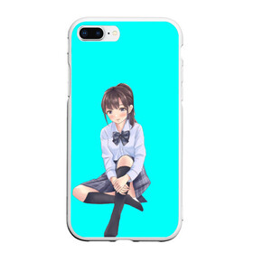 Чехол для iPhone 7Plus/8 Plus матовый с принтом Anime girl в Кировске, Силикон | Область печати: задняя сторона чехла, без боковых панелей | anime girl | green | аниме | аниме тян на бирюзовом фоне | зеленый фон