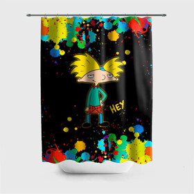 Штора 3D для ванной с принтом Эй Арнольд! Hey Arnold в Кировске, 100% полиэстер | плотность материала — 100 г/м2. Стандартный размер — 146 см х 180 см. По верхнему краю — пластиковые люверсы для креплений. В комплекте 10 пластиковых колец | Тематика изображения на принте: arnold shortman | helga pataki | hey | hey arnold | nickelodeon | арнольд | арнольд шортмэн | гарольд | детям | джеральд | мальчик | мультфильм | никелодеон | парень | репоголовый | ронда | сидни | старые мультики | стинки