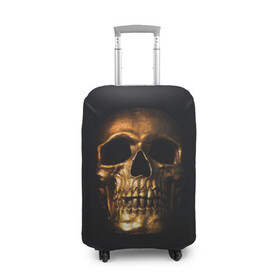 Чехол для чемодана 3D с принтом Golden Skull в Кировске, 86% полиэфир, 14% спандекс | двустороннее нанесение принта, прорези для ручек и колес | golden | midas | skull | иллюстрация | черепа