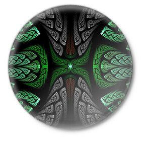 Значок с принтом Серо-Зеленые Узоры в Кировске,  металл | круглая форма, металлическая застежка в виде булавки | Тематика изображения на принте: зеленый | крутой рисунок | серый | узор