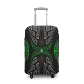 Чехол для чемодана 3D с принтом Серо-Зеленые Узоры в Кировске, 86% полиэфир, 14% спандекс | двустороннее нанесение принта, прорези для ручек и колес | зеленый | крутой рисунок | серый | узор