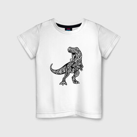 Детская футболка хлопок с принтом Тираннозавр узор Мандала в Кировске, 100% хлопок | круглый вырез горловины, полуприлегающий силуэт, длина до линии бедер | art | ethnic | grunge | mandala | pattern | pop culture | rex | science | t rex | tribal | tyrannosaurus rex | vintage | арт | вензеля | винтаж | гранж | динозавр | наука | паттерн | популярная культура | теропод | ти рекс | тиранозавр | тирекс | хищник |