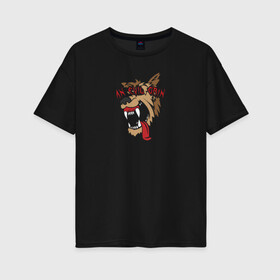 Женская футболка хлопок Oversize с принтом Злобный оскал в Кировске, 100% хлопок | свободный крой, круглый ворот, спущенный рукав, длина до линии бедер
 | дог | злой | зубы | клыки | монстр | оскал | пасть | пес | собака