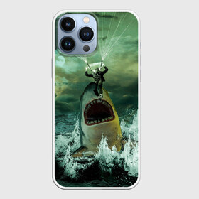 Чехол для iPhone 13 Pro Max с принтом Shark Attack | Акула атакует в Кировске,  |  | attack | shark | акула | атака | парашютист | челюсти