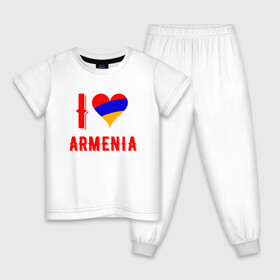 Детская пижама хлопок с принтом I Love Armenia в Кировске, 100% хлопок |  брюки и футболка прямого кроя, без карманов, на брюках мягкая резинка на поясе и по низу штанин
 | Тематика изображения на принте: armenia | armenya | love | арарат | армения | армяне | армянин | арцах | горы | ереван | кавказ | любовь | народ | саркисян | сердце | ссср | страна | флаг