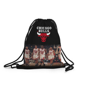 Рюкзак-мешок 3D с принтом CHICAGO BULLS [3] в Кировске, 100% полиэстер | плотность ткани — 200 г/м2, размер — 35 х 45 см; лямки — толстые шнурки, застежка на шнуровке, без карманов и подкладки | Тематика изображения на принте: basketball | bulls | chicago | chicago bulls | jordan | nba | баскетбол | джордан | нба | чикаго буллз