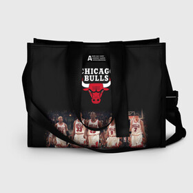 Сумка-шоппер 3D с принтом CHICAGO BULLS [3] в Кировске, 100% полиэстер | застегивается на металлическую кнопку; внутренний карман застегивается на молнию. Стенки укреплены специальным мягким материалом, чтобы защитить содержимое от несильных ударов
 | basketball | bulls | chicago | chicago bulls | jordan | nba | баскетбол | джордан | нба | чикаго буллз