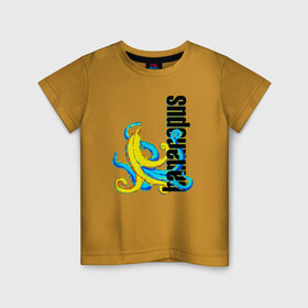 Детская футболка хлопок с принтом Bananopus в Кировске, 100% хлопок | круглый вырез горловины, полуприлегающий силуэт, длина до линии бедер | banana | octopus | банан | осьминог