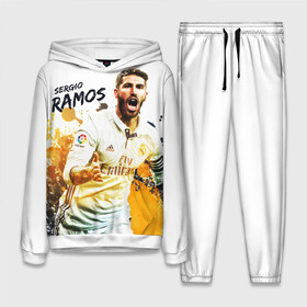 Женский костюм 3D (с толстовкой) с принтом Серхио Рамос в Кировске,  |  | sergio ramos | sr4 | номер 4 | реал мадрид | сборная испании | серхио рамос | футбол | футболист