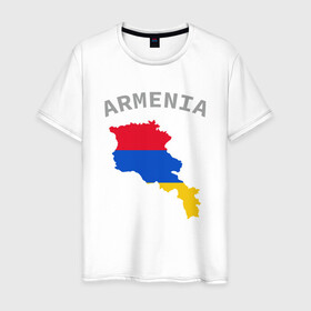 Мужская футболка хлопок с принтом Карта Армении в Кировске, 100% хлопок | прямой крой, круглый вырез горловины, длина до линии бедер, слегка спущенное плечо. | Тематика изображения на принте: armenia | armenya | арарат | армения | армяне | армянин | арцах | горы | ереван | кавказ | народ | саркисян | ссср | страна | флаг