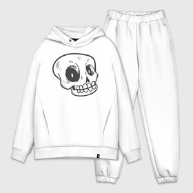 Мужской костюм хлопок OVERSIZE с принтом Задумчивый Аякс в Кировске,  |  | skull | иллюстрация | стикер | ужастик | череп