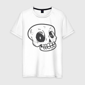 Мужская футболка хлопок с принтом Задумчивый Аякс в Кировске, 100% хлопок | прямой крой, круглый вырез горловины, длина до линии бедер, слегка спущенное плечо. | skull | иллюстрация | стикер | ужастик | череп