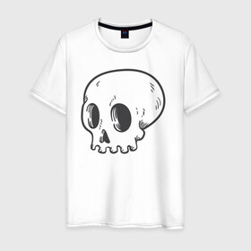 Мужская футболка хлопок с принтом Мертвый Аякс в Кировске, 100% хлопок | прямой крой, круглый вырез горловины, длина до линии бедер, слегка спущенное плечо. | skull | иллюстрация | стикер | ужастик | череп