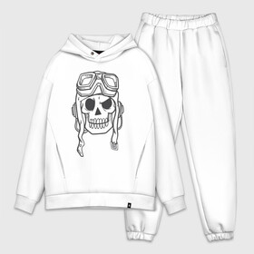 Мужской костюм хлопок OVERSIZE с принтом Лётчик Аякс в Кировске,  |  | skull | иллюстрация | стикер | ужастик | череп