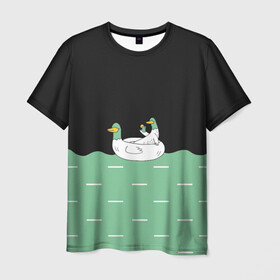 Мужская футболка 3D с принтом Уточки в Кировске, 100% полиэфир | прямой крой, круглый вырез горловины, длина до линии бедер | gussi | гуси | день рождения | детям | подарок | прикольные животные | смешное животное | утки