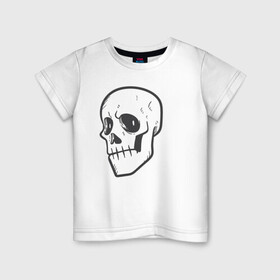 Детская футболка хлопок с принтом Хмурый Аякс в Кировске, 100% хлопок | круглый вырез горловины, полуприлегающий силуэт, длина до линии бедер | Тематика изображения на принте: skull | иллюстрация | стикер | ужастик | череп