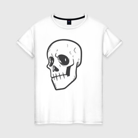 Женская футболка хлопок с принтом Хмурый Аякс в Кировске, 100% хлопок | прямой крой, круглый вырез горловины, длина до линии бедер, слегка спущенное плечо | Тематика изображения на принте: skull | иллюстрация | стикер | ужастик | череп