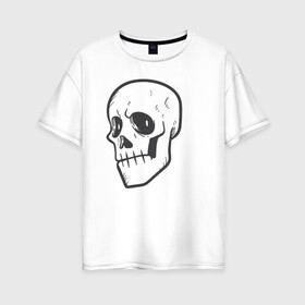 Женская футболка хлопок Oversize с принтом Хмурый Аякс в Кировске, 100% хлопок | свободный крой, круглый ворот, спущенный рукав, длина до линии бедер
 | Тематика изображения на принте: skull | иллюстрация | стикер | ужастик | череп