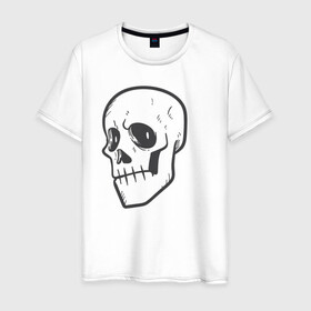 Мужская футболка хлопок с принтом Хмурый Аякс в Кировске, 100% хлопок | прямой крой, круглый вырез горловины, длина до линии бедер, слегка спущенное плечо. | skull | иллюстрация | стикер | ужастик | череп