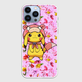 Чехол для iPhone 13 Pro Max с принтом Пикачу в цветочках в Кировске,  |  | anime | picachu | pikachu | аниме | милый | пика | пикачу | покебол | покемон