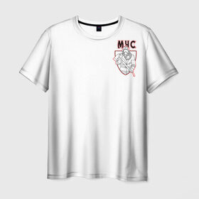 Мужская футболка 3D с принтом МЧС в Кировске, 100% полиэфир | прямой крой, круглый вырез горловины, длина до линии бедер | firefighter | rescuer | пожарный | спасатель | спсч