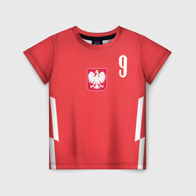 Детская футболка 3D с принтом Lewandowski Poland 9 в Кировске, 100% гипоаллергенный полиэфир | прямой крой, круглый вырез горловины, длина до линии бедер, чуть спущенное плечо, ткань немного тянется | football | польша | польша футбол | футбол | футбольный клуб | футбольшый клуб польши