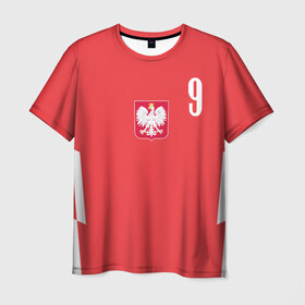 Мужская футболка 3D с принтом Lewandowski Poland 9 в Кировске, 100% полиэфир | прямой крой, круглый вырез горловины, длина до линии бедер | Тематика изображения на принте: football | польша | польша футбол | футбол | футбольный клуб | футбольшый клуб польши