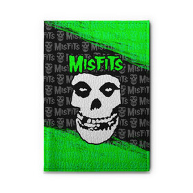 Обложка для автодокументов с принтом MISFITS [3] в Кировске, натуральная кожа |  размер 19,9*13 см; внутри 4 больших “конверта” для документов и один маленький отдел — туда идеально встанут права | misfits | music | rock | мисфитс | музыка | рок