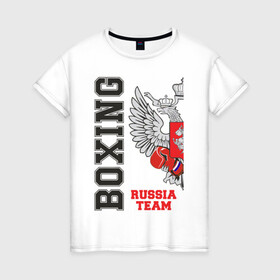 Женская футболка хлопок с принтом Boxing Russia (двухсторонняя) в Кировске, 100% хлопок | прямой крой, круглый вырез горловины, длина до линии бедер, слегка спущенное плечо | boxer | boxing | russia team | бокс | боксер | сборная россии | тайский бокс