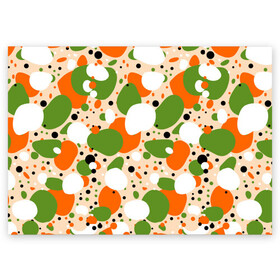 Поздравительная открытка с принтом Пятна и точки в Кировске, 100% бумага | плотность бумаги 280 г/м2, матовая, на обратной стороне линовка и место для марки
 | зеленый | оранжевый | пятна | точки