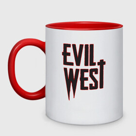 Кружка двухцветная с принтом Evil West в Кировске, керамика | объем — 330 мл, диаметр — 80 мм. Цветная ручка и кайма сверху, в некоторых цветах — вся внутренняя часть | Тематика изображения на принте: flying wild | focus home | gamer | games | дикий запад