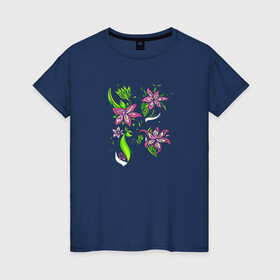Женская футболка хлопок с принтом Four flowers в Кировске, 100% хлопок | прямой крой, круглый вырез горловины, длина до линии бедер, слегка спущенное плечо | flowers | природа | растения | розовый цветок | цветы