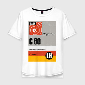 Мужская футболка хлопок Oversize с принтом Кассета 2 в Кировске, 100% хлопок | свободный крой, круглый ворот, “спинка” длиннее передней части | 90s | basf | кассеты | музыка | ретро.