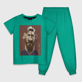 Детская пижама хлопок с принтом Messi в Кировске, 100% хлопок |  брюки и футболка прямого кроя, без карманов, на брюках мягкая резинка на поясе и по низу штанин
 | barcelona | football | forward | messi | star | барселона | звезда | месси | нападающий | футбол