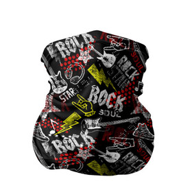 Бандана-труба 3D с принтом ROCK MUSIC в Кировске, 100% полиэстер, ткань с особыми свойствами — Activecool | плотность 150‒180 г/м2; хорошо тянется, но сохраняет форму | rock | гитара | звезды | молнии | музыка | панк | рок | рокер